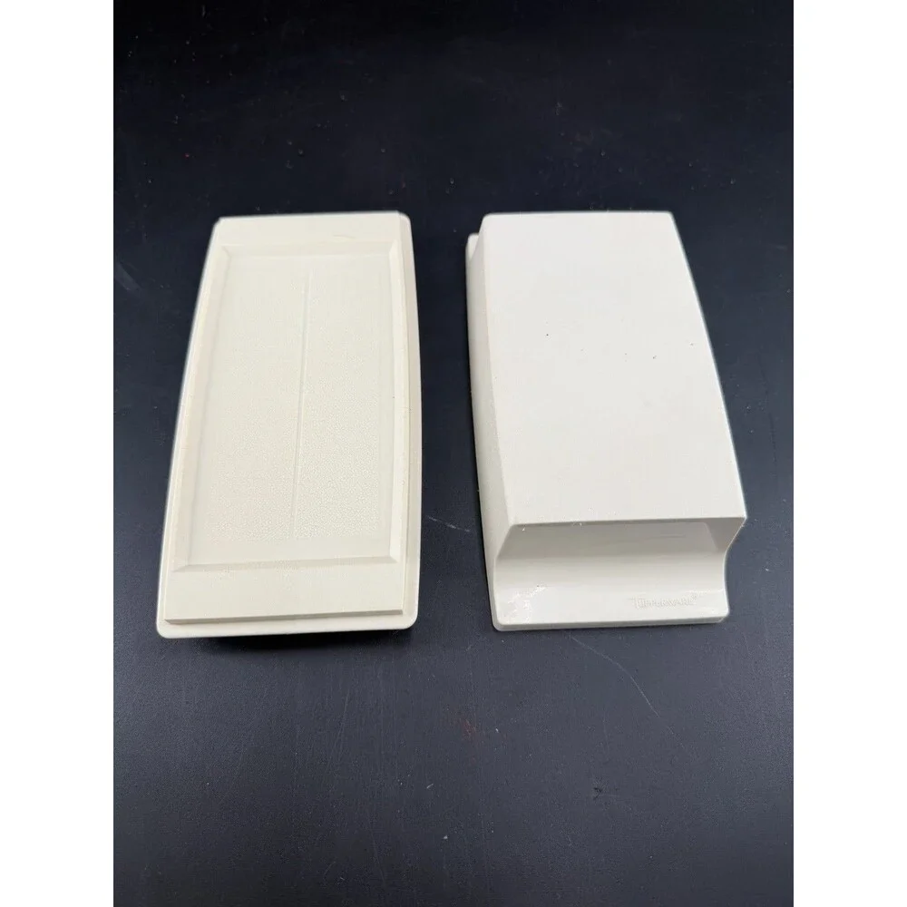 Vintage Tupperware Almond #1511 & #1512 Double 2 Stick Butter Dish Container